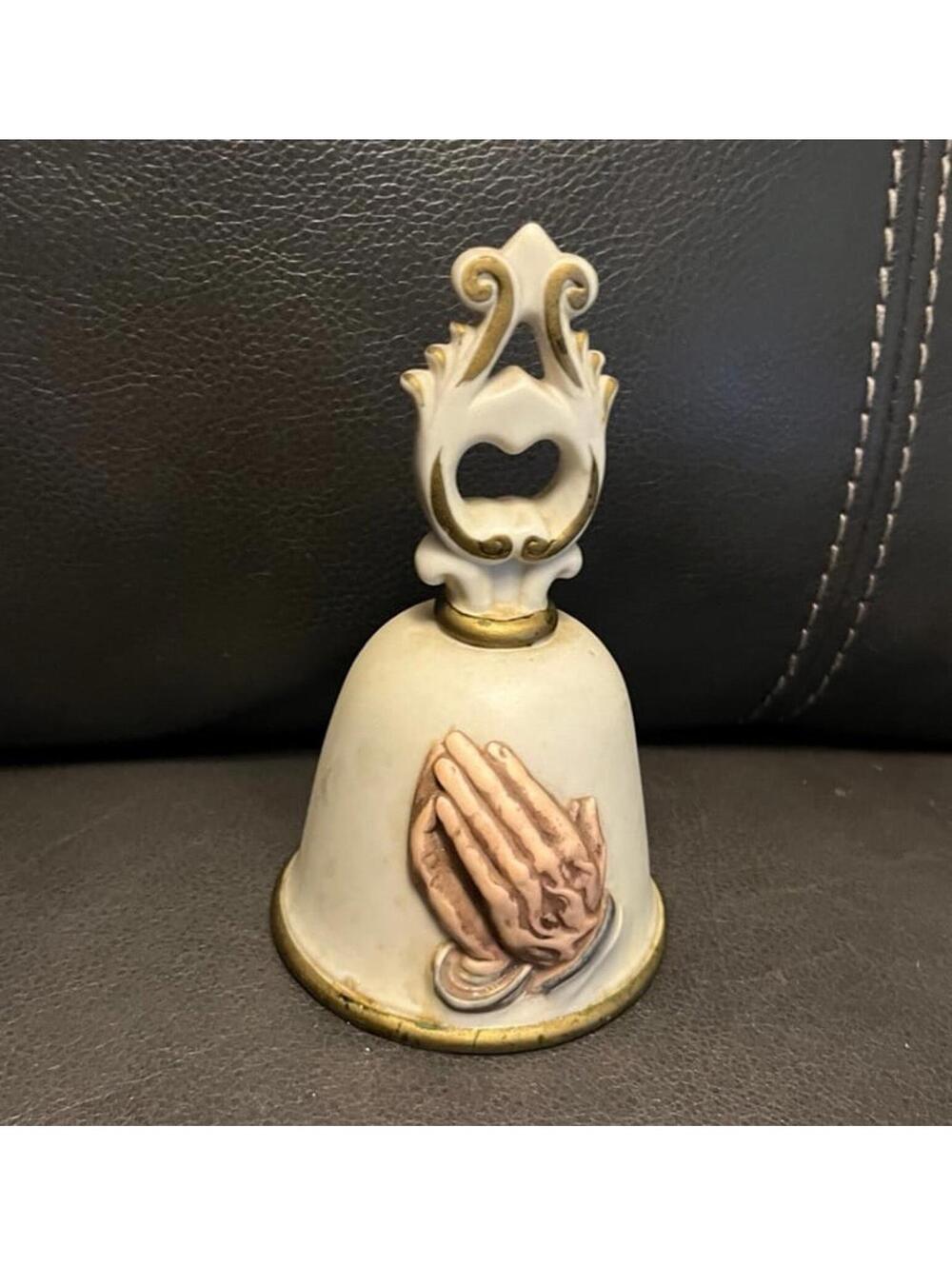 Homco Prayer Hands Bell Vintage Hand Painted